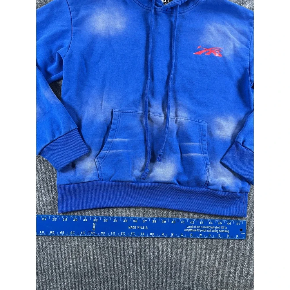 Hellstar Blue Sun Faded Cloud Logo Hoodie Mens Small Streetwear Pullover